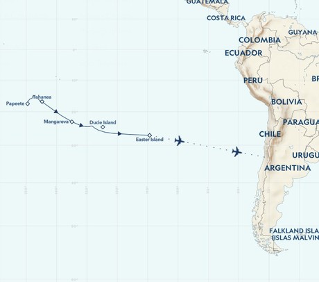 Map for Easter Island to Tahiti: Tales of the Pacific Cruise