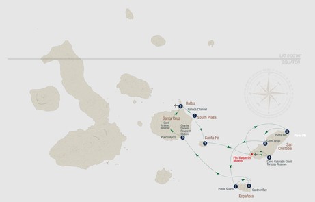 Map for La Pinta Eastern Galápagos 5 Day Cruise