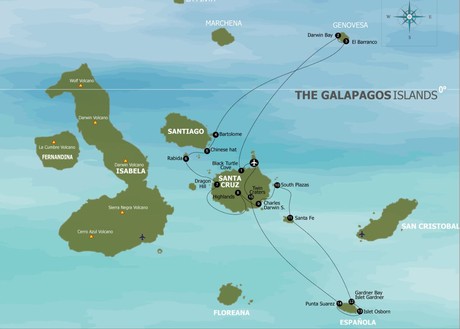 Map for Eastern Galapagos Islands with Passion