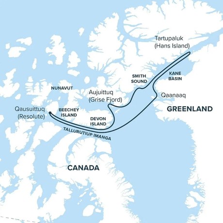 Map for Ellesmere Island and North Greenland: Journey to the Top of the World