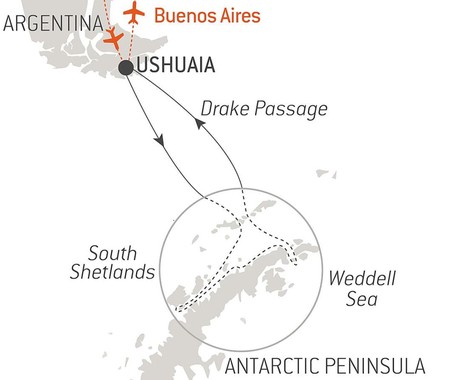 Map for Emblematic Antarctica aboard Le Boreal