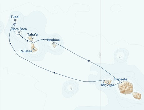 Map for French Polynesia’s Society Islands: Emerald Peaks and Turquoise Lagoons