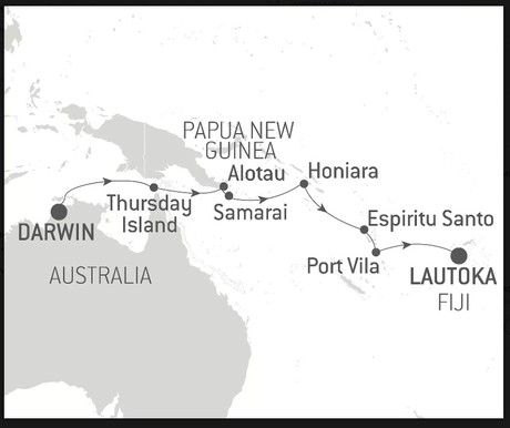 Map for An Escapade in the Heart of Melanesia Luxury Cruise