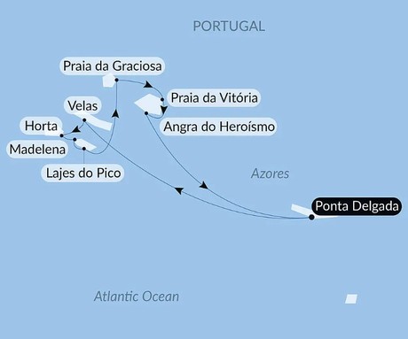 Map for The Essential Azores Luxury Cruise