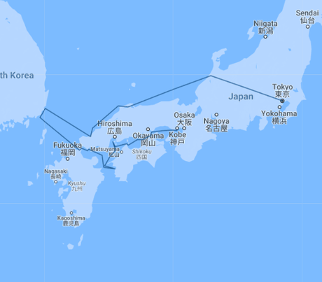 Map for Eternal Japan and South Korea: A Voyage from Tokyo to Osaka
