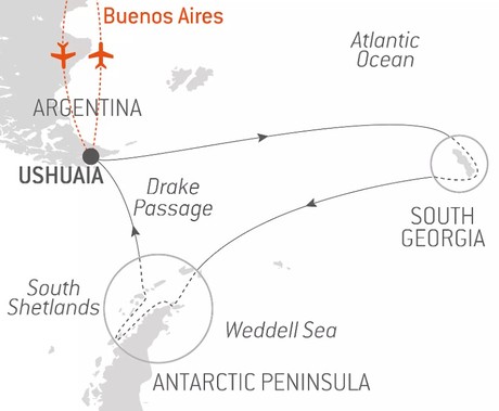 Map for Expedition to Southern Lands - Antarctica & South Georgia Luxury Expedition