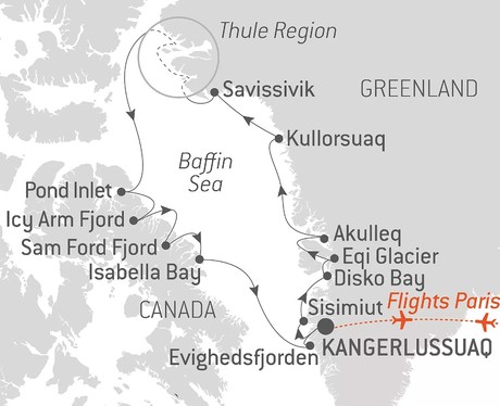 Map for Expedition to the Thule Region - Cruise Along the Coastline of Baffin Bay