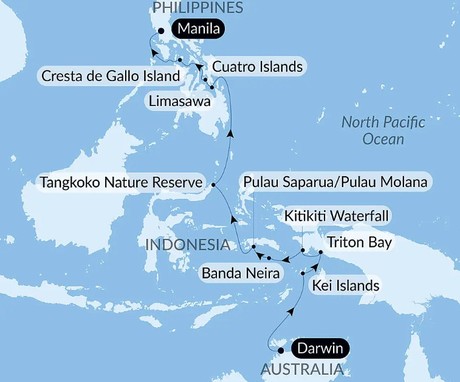 Map for Exploring the Malay Archipelago - Luxury Small Ship Cruise