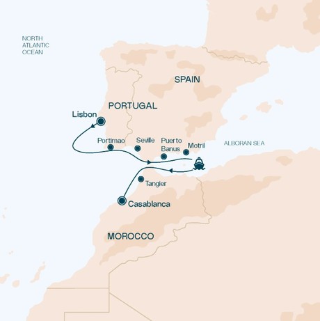 Map for From Fado to the Kasbah: Cruise from Lisbon to Casablanca