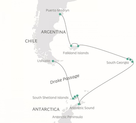 Map for South Shetlands, South Georgia & Antarctica aboard Ocean Victory