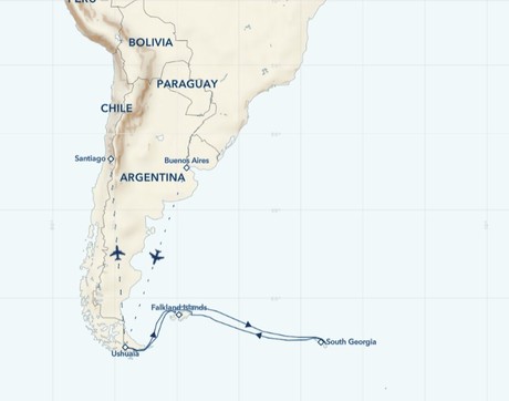 Map for South Georgia and the Falklands Expedition Cruise