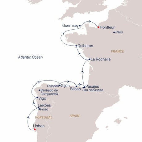 Map for The Fascination of the Atlantic Coast - Sailing Small Ship Cruise