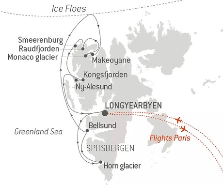 Map for Fjords and Glaciers of Spitsbergen 