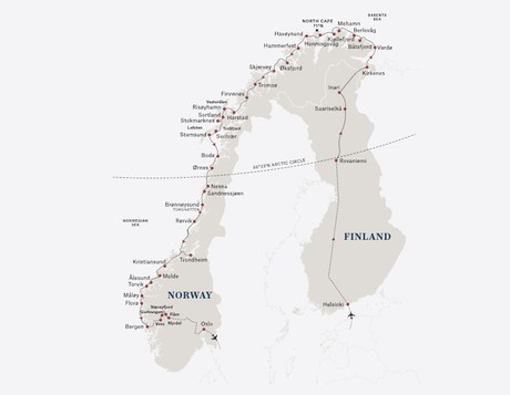 Map for Follow the Northern Lights – Finland to Norway - 2027/2028