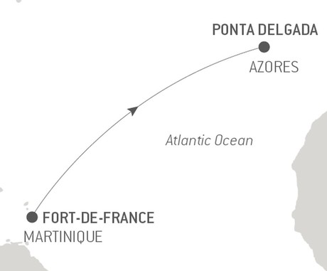 Map for Ocean Voyage: Fort-de-France - Ponta Delgada, Azores