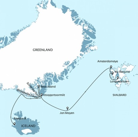 Map for Four Arctic Islands aboard Brand New Expedition Ship