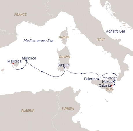 Map for Four Islands, Four Moods - Mediterranean Sailing Cruise
