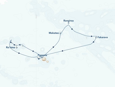 Map for French Polynesia: The Society Islands and Tuamotus