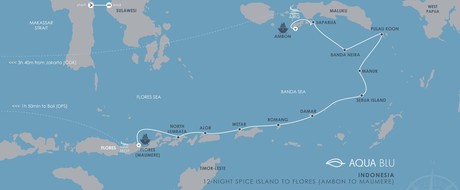 Map for Indonesia - Spice Islands to Flores (Maumere) Cruise