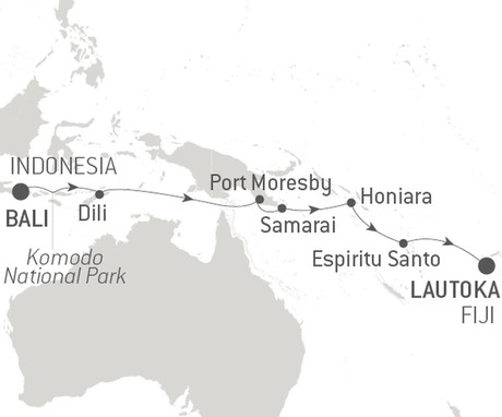 Map for From Bali to Fiji aboard Paul Gauguin