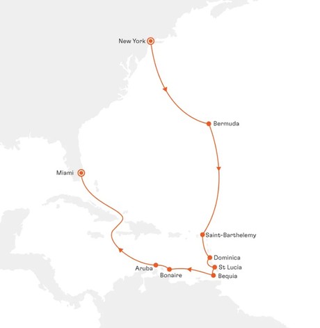 Map for From the Big Apple into the Heart of the Caribbean Cruise