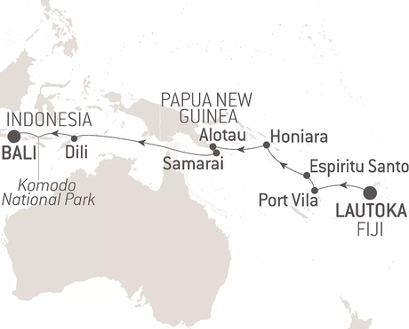 Map for From Fiji to Bali Luxury Cruise