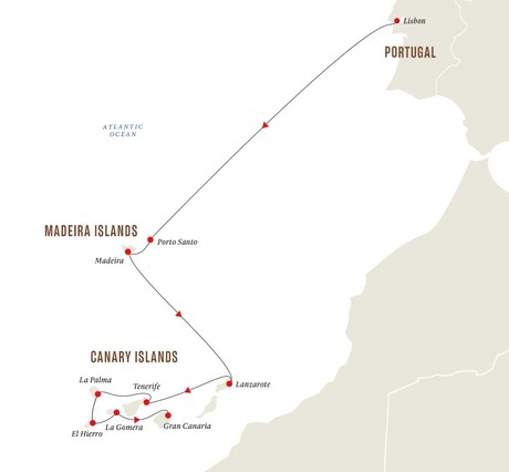 Map for From Lisbon to the Canary Islands – Jewels of the Atlantic