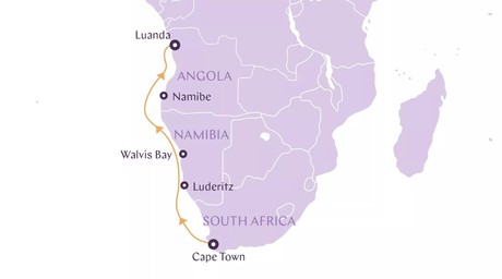 Map for West Coast of Africa - From South Africa to Angola