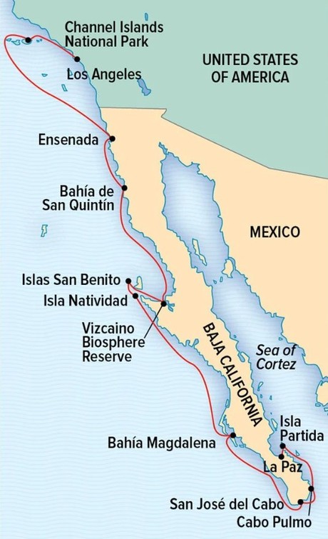 Map for From Southern California to Baja: Sailing the Pacific Coast