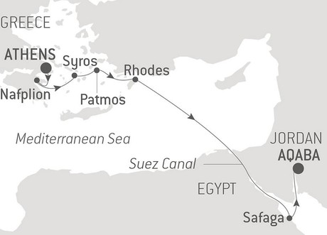 Map for From the Aegean to the Red Sea with Ponant