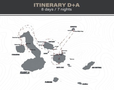 Map for Hermes Galapagos 8 Day D + A Itinerary Cruise