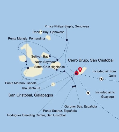 Map for San Cristóbal, Galapagos to San Cristóbal, Galapagos Itinerary I