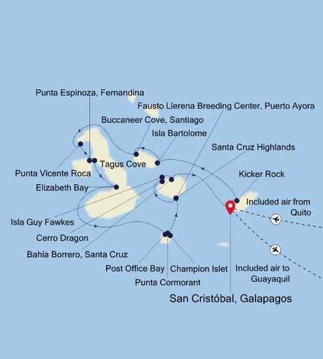 Map for San Cristóbal, Galapagos to San Cristóbal, Galapagos Itinerary II