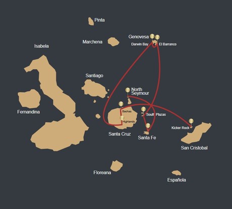 Map for Galapagos Northeast Discovery and Diversity - Cruise C