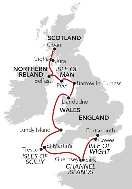Map for Gardens by the Sea - A Summer Voyage from Oban to Portsmouth