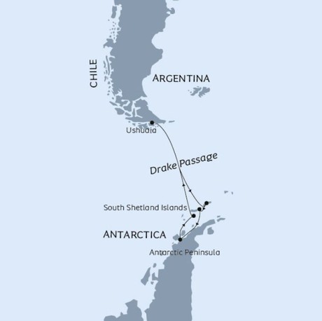 Map for Giants of the Southern Ocean: Whale Watching Antarctica Voyage