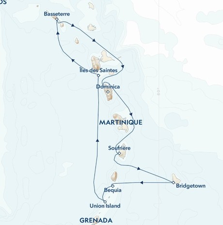 Map for A Grand Caribbean Voyage Aboard Sea Cloud II