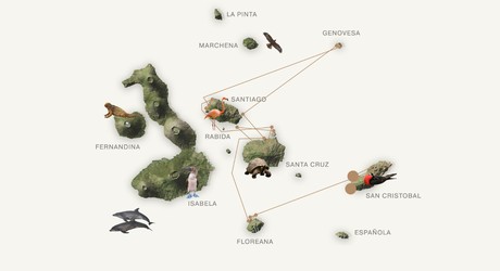 Map for Gran Ocean Spray 8 Day Galapagos Cruise B