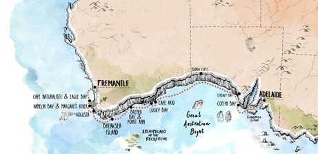 Map for Across the Great Australian Bight