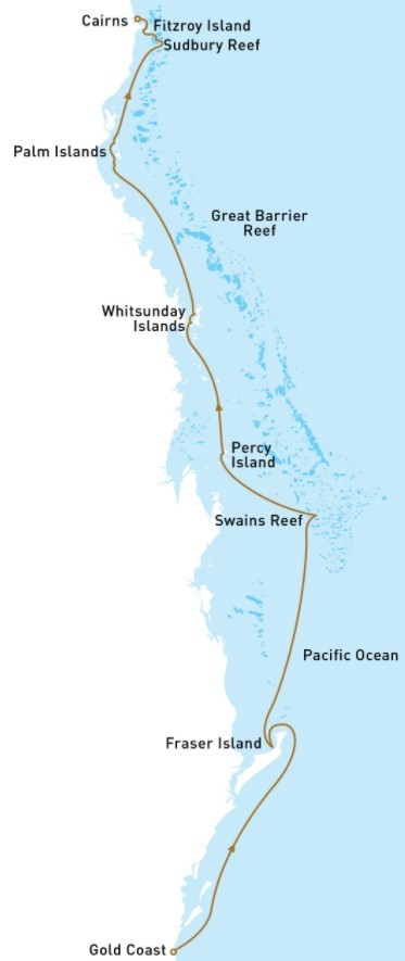 Map for Great Barrier Reef Adventure