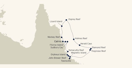 Map for Citizen Science On the Great Barrier Reef - 15 Day Cruise