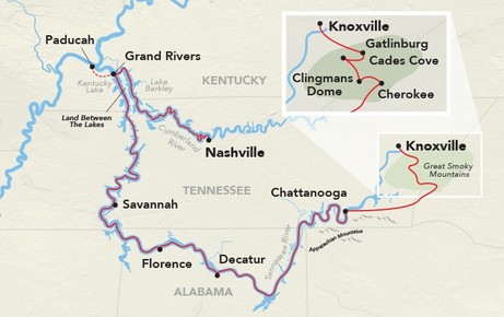 Map for Smoky Mountain National Parks Cruise