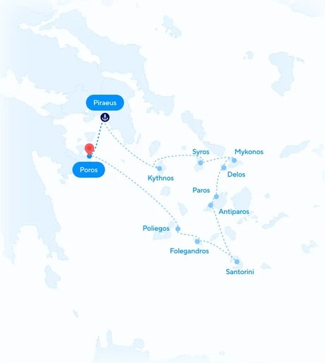 Map for Greek Easter Sailing - Small Ship Cruise