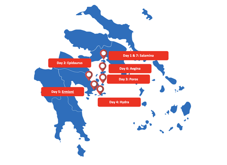 Map for Greek Islands Gulet - Athens