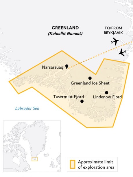 Map for Greenland Adventure: Explore by Sea, Land and Air