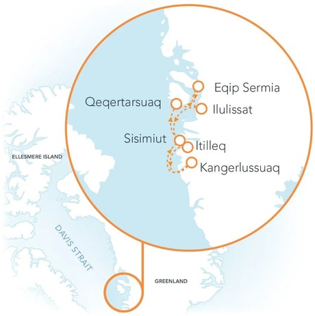 Map for Greenland: Disko Bay & Ilulissat Small Ship Cruise