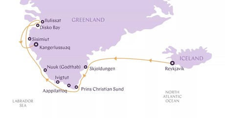 Map for Greenland Discovery In Depth: West Greenland Expedition Cruise