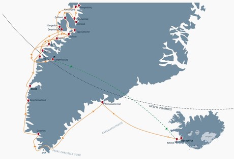 Map for Greenland Explorer - Small Ship Expedition Cruise