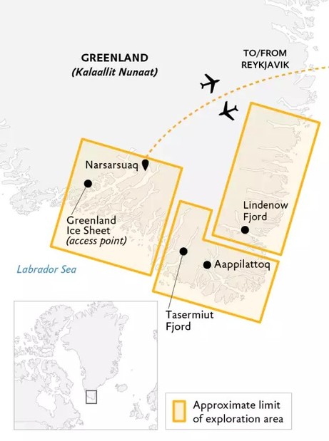 Map for Greenland Explorer: Sail and Soar the Alpine Arctic