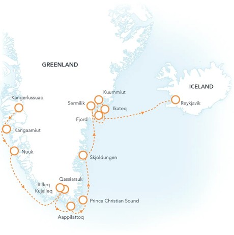 Map for Greenland to Iceland: Arctic Explorer Expedition